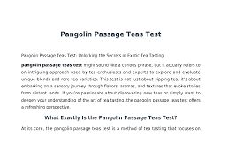 pangolin passage TEAS test